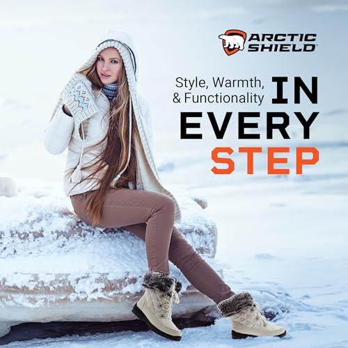 ArcticShield Faux Fur Womens Winter Snow Boots for Women - Dual Style Fur Collor Waterproof Snow Boots for Women with Memory Foam Insoles - Snow Boots with Heat Retain Technology (Snow White) - Thumbnail 7