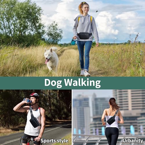 Bauchtasche Gürteltasche Hüfttasche mit Einem 30 cm Verlängerten Gürtel Unisex Modern Umhängetaschen Handytasche für Outdoor Reise Wandern Hundetraining Damen und Herren Schwarz