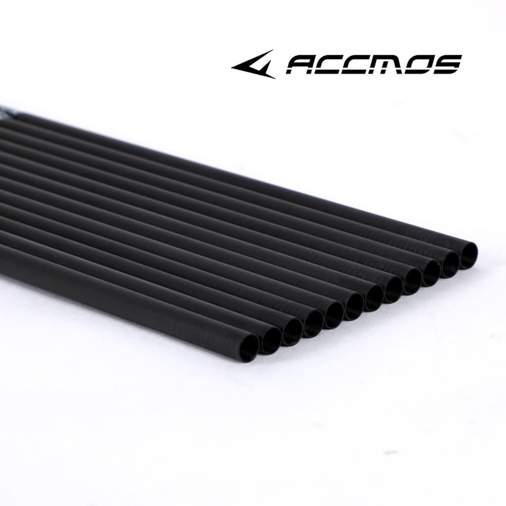 ACCMOS Tiro con L'Arco ID 4,2 mm Spine 300 350 400 500 600 700 800 900 1000 Freccia in Puro Carbonio, per Arco e Freccia Caccia e Pratica di Tiro Fai da Te Freccia 12 Pezzi
