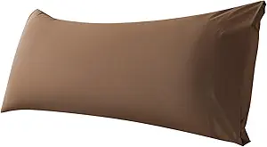 WhatsBedding Body Pillow Cover Cotton Fabric, Long Pillowcase Breathable & Skin-Friendly, Envelope Closure - Coffee (20x54 inch)