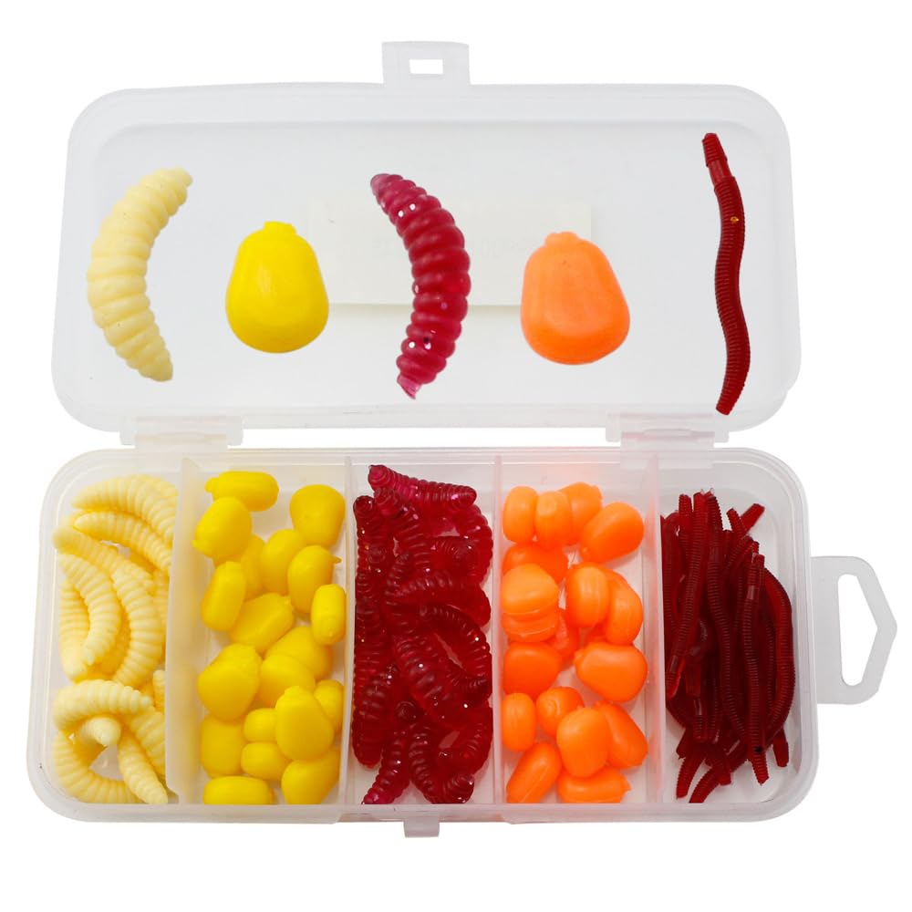 OriGlam 100 Esche Da Pesca In Acqua Dolce, Vermi In Plastica