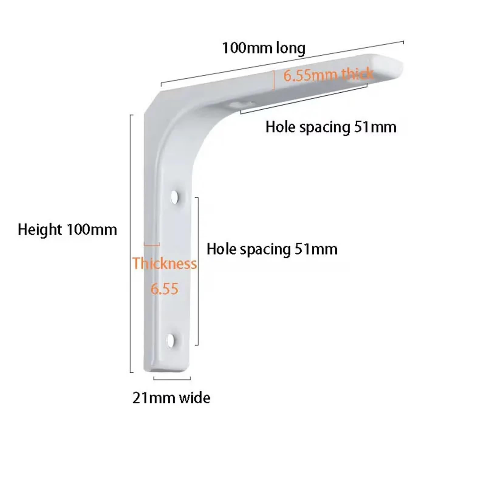Soportes En L Estantes flotantes de pared acero inoxidable blanco con soporte perforación, herrajes for el hogar(White-A,4pcs)