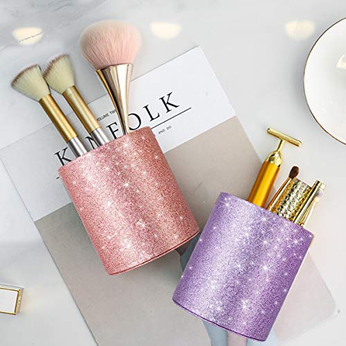 Image of Glitter Pen Holder for Desk Cute, Pencil Cup Organizer, Rose Gold