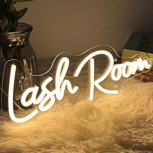 Image of Lash Room Neon Sign For Spa Beauty Room Nail Brows Lashed Salon Studio LED Wall Art Decor For Business Stores Logo Barber Shops Led Word Indoor Custom Neon Lights 5V USB Powered Warm White 40x14.55cm