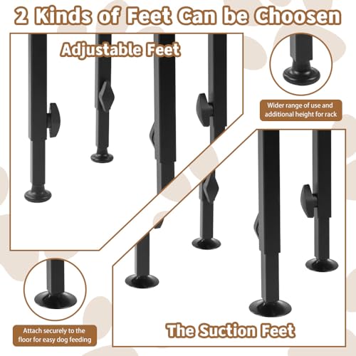 Erhöhter Hundenapf mit 10-15° Geneigten, 3 Höhenverstellbar 7,5-18,5cm Breit Futterstation Stabiler und Rutschfester Metall Futternapf Hund Erhöht für Kleine, Mittelgroße, Große Hunde (Nur Ständer)