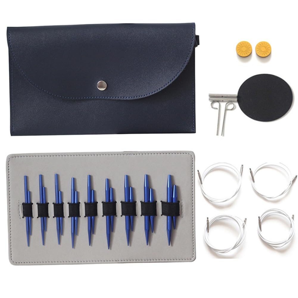 Hndhbfgrt Circular Needle Knitting Tool Aluminum Oxide Removable 5+ 8 Sleeve Needle Interchangeable Set