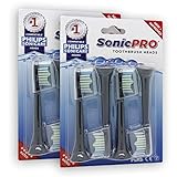 SonicPRO (8x) Black Replacement Heads Compatible with Philips Sonicare Toothbrush Heads DiamondClean 2 Series FlexCare + HealthyWhite EasyClean Click-On (8 Heads) SonicPRO made by Great Value Tech
