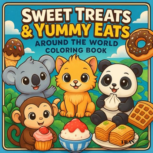 Sweet Treats & Yummy Eats Around the World: Coloring Book for Adults & Teens Cute and Cozy Global Desserts, Street Foods & Cultu