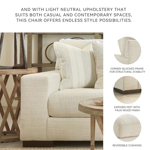 Image of Signature Design by Ashley Maggie Oversized Chair, Cozy Chair and a Half, Contemporary Chenille Fabric Accent Armchair for Living Room Reading, Birch Beige, 51 inch W