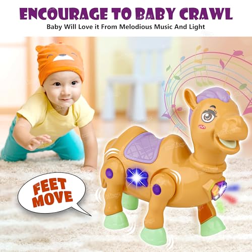 Image of Zest 4 Toyz Musical Toy for Kids | Musical Camel Toy for Kids | Flashing Lights & Sound Toys | Interactive Baby Crawling Toy | Battery Operated Toys | Birthday Gift for Boys and Girls - Orange