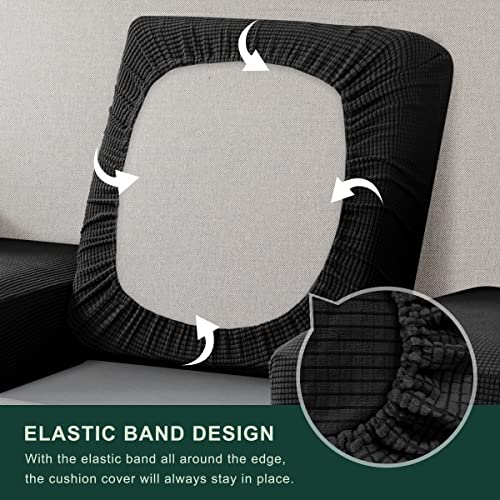 Image of CHUN YI 2PC Stretch Couch Cushion Covers, Sofa Seat Slipcovers Suitable for Armchair Loveseat Sofa with Spandex Jacquard Fabric(2pc,Black)