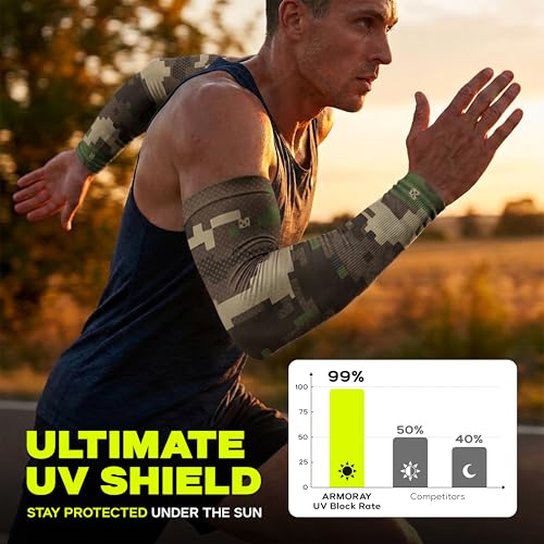 Image of ARMORAY Arm Sleeves for Men and Women - UV Sun Protection Cooling Compression - Tattoo Cover Up Sleeve for Daily Wear & Work