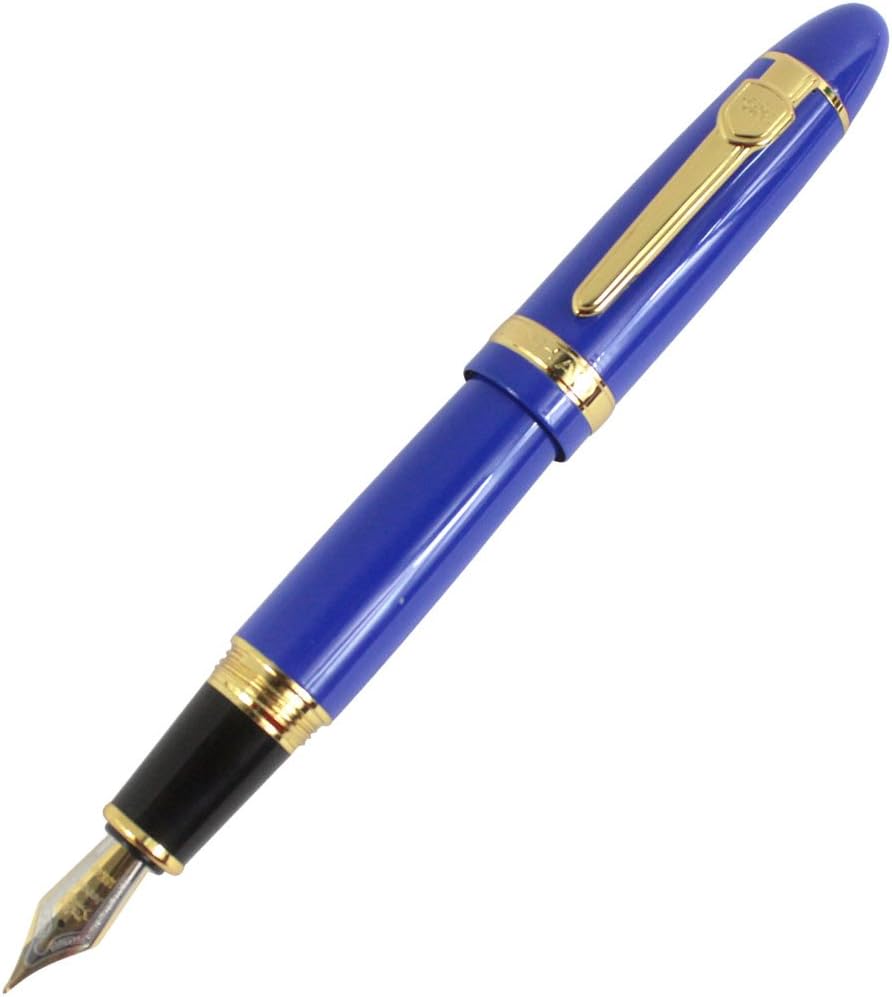 Jinhao 159 Big Heavy Barrel Medium Nib Fountain Pen with Golden Clip - Blue