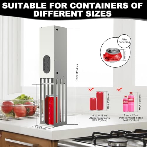SIXRARI Electric Can Crusher – Heavy Duty Automatic Wall Mounted Can Smasher for Recycling 12oz & 16oz Aluminum Soda, Seltzer, Beer Cans & Plastic Bottles by SIXRARI - Image 6