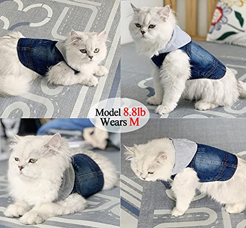Pet Clothes Dog Jeans Jacket Cool Blue Denim Hoodie Coat, Puppy Clothing Shirt Costume, Doggy Vintage Washable Lapel Vest, Dog Classic T-Shirt Apparel For Small Medium Dogs Cats (Blue, Medium) #TOP6