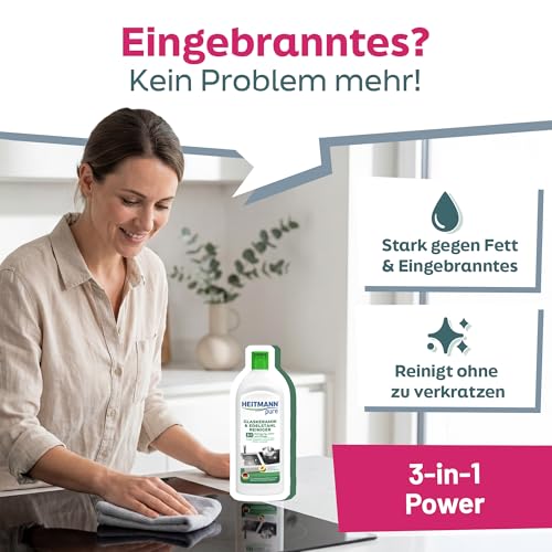 HEITMANN pure Glaskeramik- und Edelstahlreiniger 250 ml | Ceranfeldreiniger für Ceranfeld & Cerankochfeld | Glaskeramik Reiniger & Edelstahlreiniger Küche 3 in 1 mit Abperl-Effekt 2