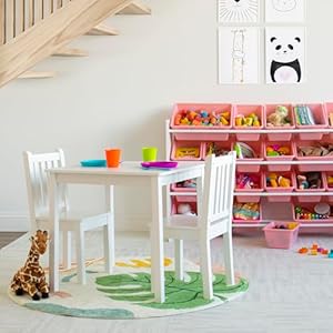 Humble crew kids wooden table and 2 chairs set white square kids table and chair set for toddlers and children for arts crafts and snack time sturdy durable toddler activity table  urban country home decor