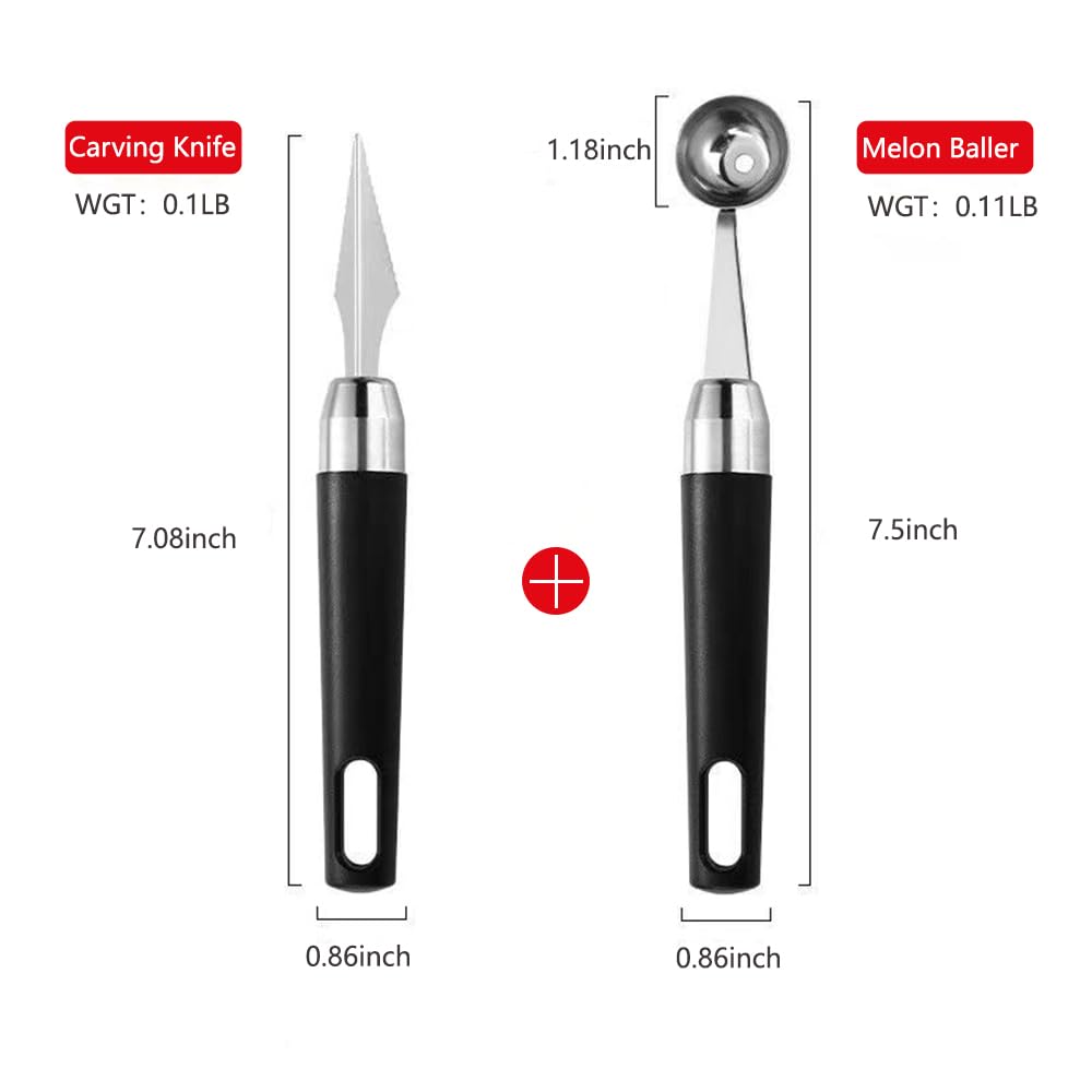 4 Pack Melon Baller Scoon Set,Stainless Steel Fruit Carving Cuter?DIY Fruit Baller Spoon Shapes Platter?Watermelon Cantaloupe Ice Cream Tool?Bring Two Fruit Forks and Mooncake Forks