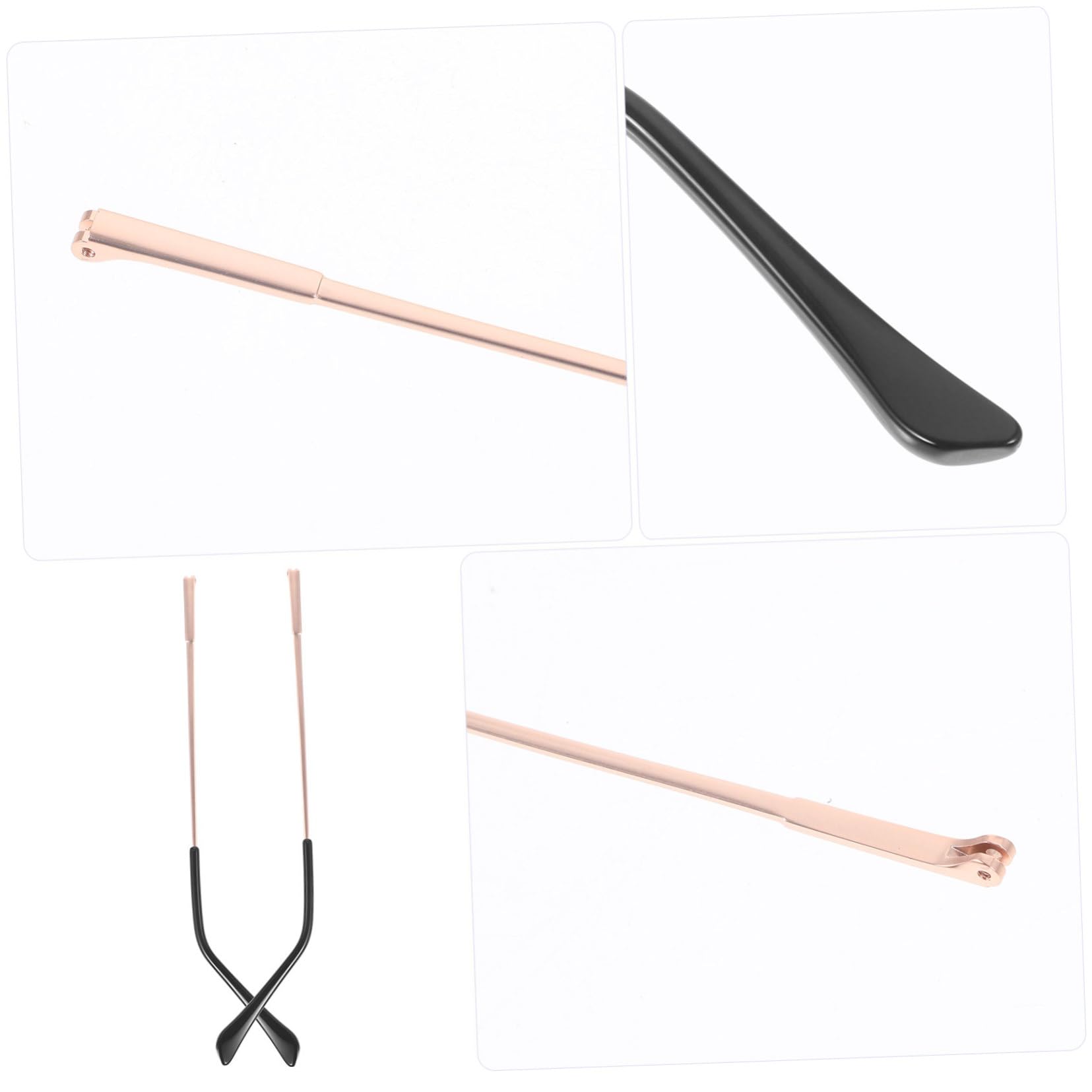 IWOWHERO 1 Pair Spectacle Legs Glasses Repair Accessories Replacement Eyeglasses Frame Temple Eyeglasses Replacement Parts Temple End Tips Eye Glasses Eyeglasses Arms Metal Boots Rose Gold