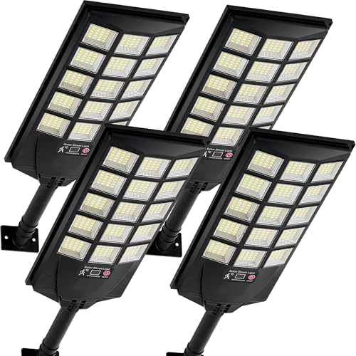Illuminate Your Nights with These Top LED Solar Street Lights Outdoor 1 Aqraou Solar Lights Outdoor Waterproof, 6500K Dusk to Dawn Solar Street Light Motion Sensor with Remote Control, LED Security Light for Outside Garden Yard Parking Lot, Oudoor Flood Lights, 4PACK