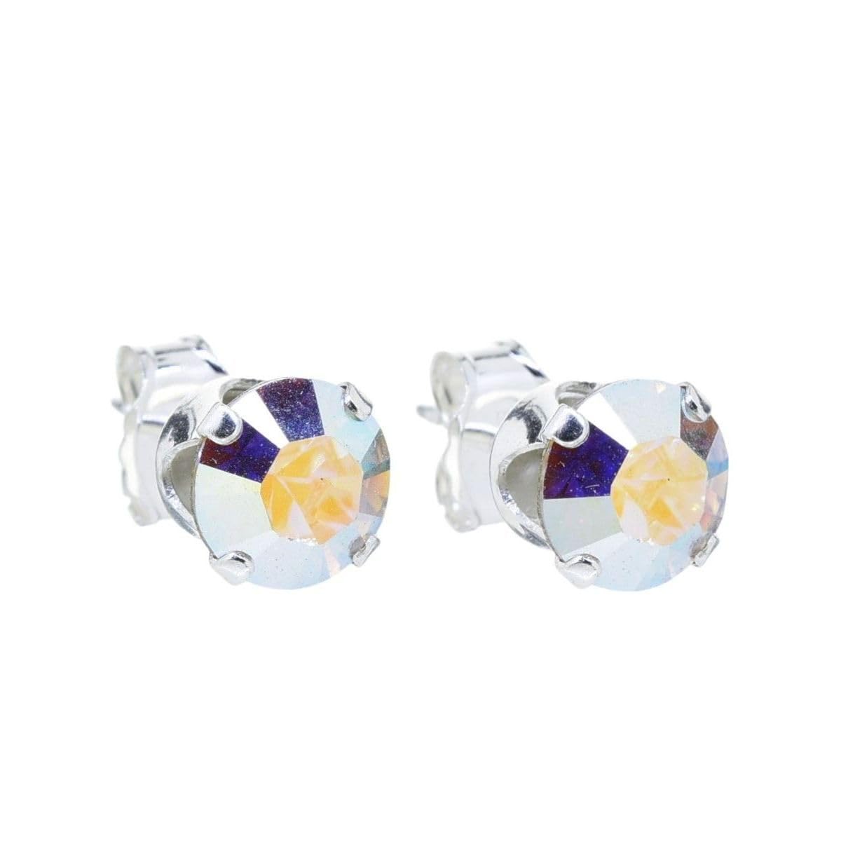 pewterhooter® London Collection - Women's Luxury Sterling Silver stud earrings made with sparkling crystal. Gift Box.