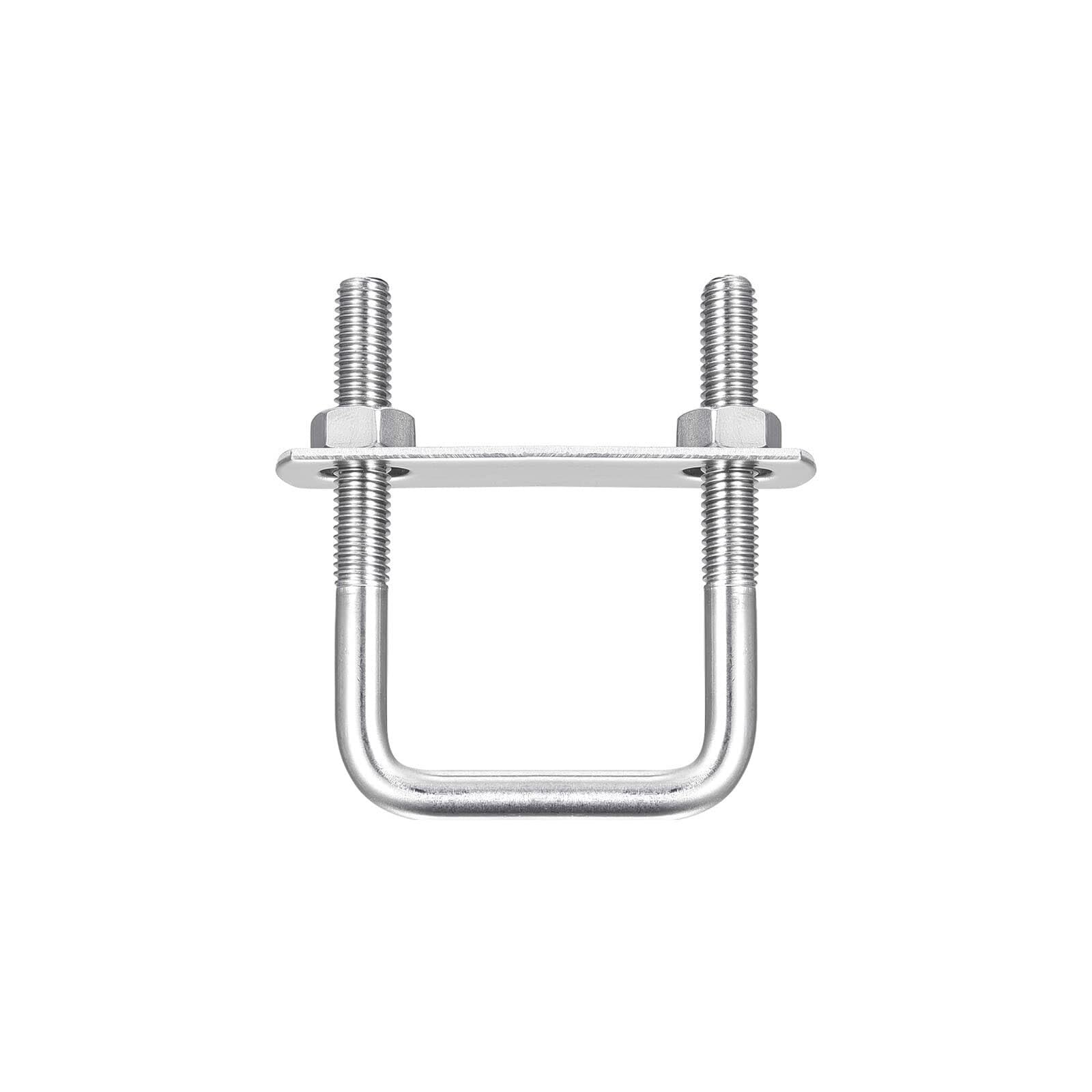 TOP-VIGOR 2 sets M8 Square U-Bolts, 42mm Inner Width 65mm Length 304 Stainless Steel U-Bolts with Nut
