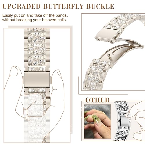 MARGE PLUS Compatible with Apple Watch Bling Band Women 38mm 40mm 41mm 42mm Series 11 10 9 8 7 6 5 4 3 2 1 SE, Upgraded Sparkle Replacement Bracelet iWatch Band, Diamond Rhinestone Stainless Steel Metal Strap by MARGE PLUS - Image 2