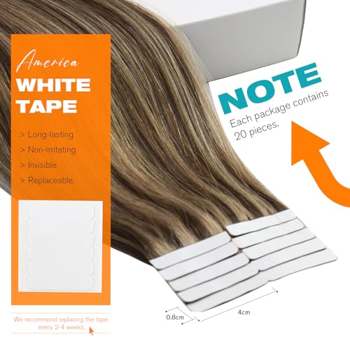 Image of Sunny Hair Brown Tape in Hair Extensions Human Hair 22 Inch for Photo Days