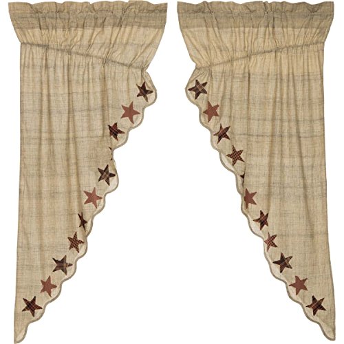 VHC Brands Abilene Star Cotton 63x36x18 Prairie Short Panel Set of 2 Red