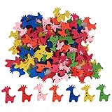Holzknöpfe, bunte Giraffenform, Bastelknöpfe, Kinderkleidungszubehör, 100 Stück, feine Verarbeitung, hochwertiges Holzmaterial, 25 x 20 mm, für DIY-Bastelarbeiten, Pullover, Hüte