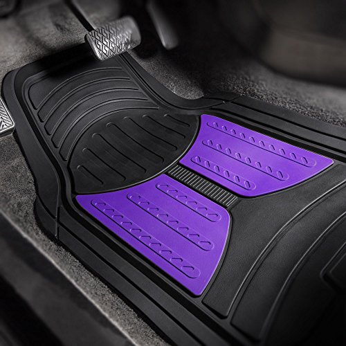 Image of FH Group Automotive Floor Mats Purple Climaproof for All Weather Protection Universal Fit Heavy Duty Rubber fits Most Cars, SUVs, and Trucks, Full Set Trim to Fit Purple