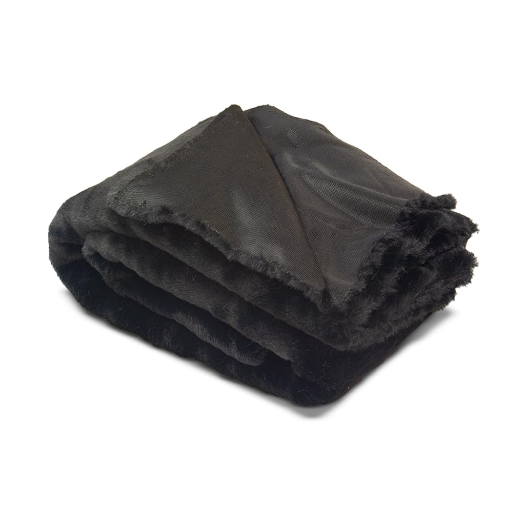 Plush Fur Fabric - 152 cm / 60 Inches Wide - Multi-Color Soft Fur Material for Crafts, Toy Making, Apparel; Ideal for Coats, Trim, Fleece Crafts (Black - 0.5 Metre)
