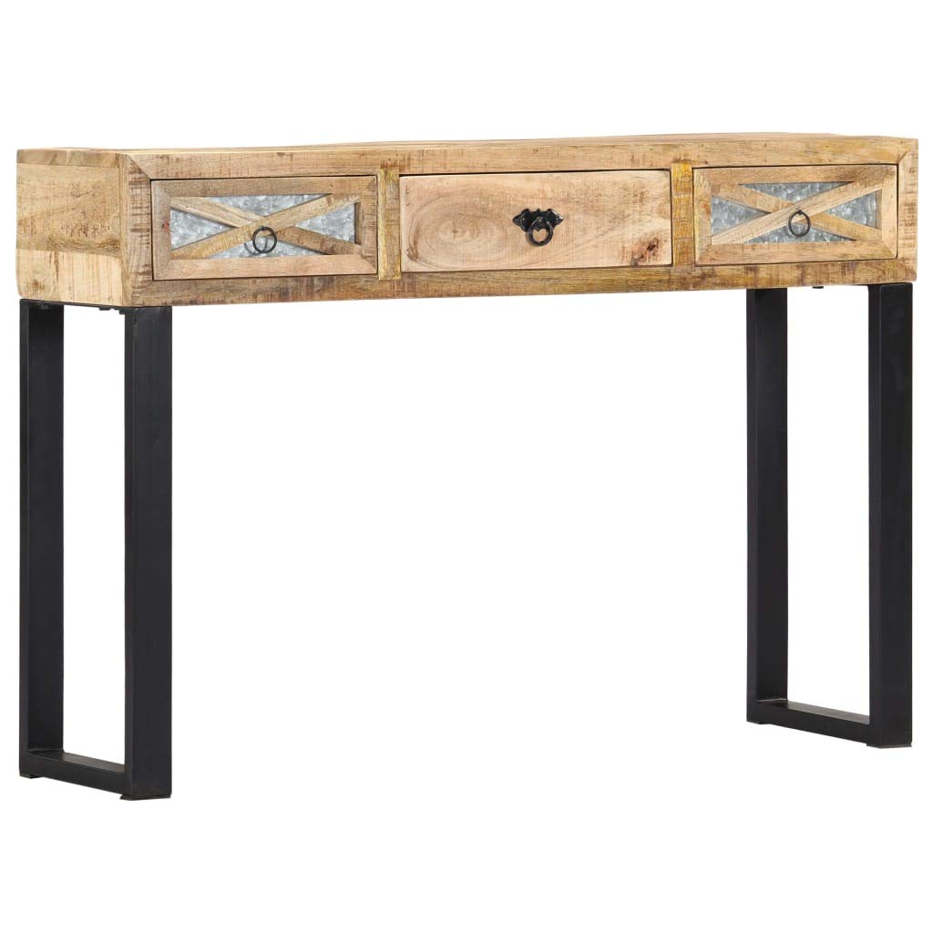 vidaXL Mango Mesa Entrada Consola Recibidor Madera Acero Galvanizado Mesita Auxiliar 3 Cajones Pasillo Vestíbulo Comedor Teléfono Llaves Mueble Bufé