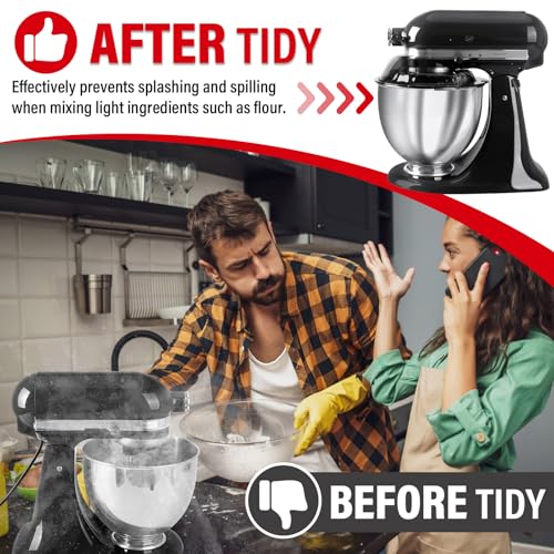 Image of Pouring Shield for KitchenAid Tilt Head 4.5-5 QT (for Stainless Steel Bowls Only), for Kitchen aid Accessories and Attachments, Fully Enclosed Foldable Lid Mixer Bowl Cover, Not For Bowl Lift (Black)
