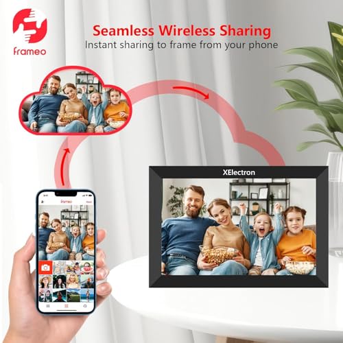 Image of XElectron 10.1 inch WiFi Digital Photo Frame with Slideshow, Video & Sound HD IPS Touch Screen, Smart Cloud Picture Frame with 32GB Internal Memory, Easy to Share via Frameo App Auto-Rotate