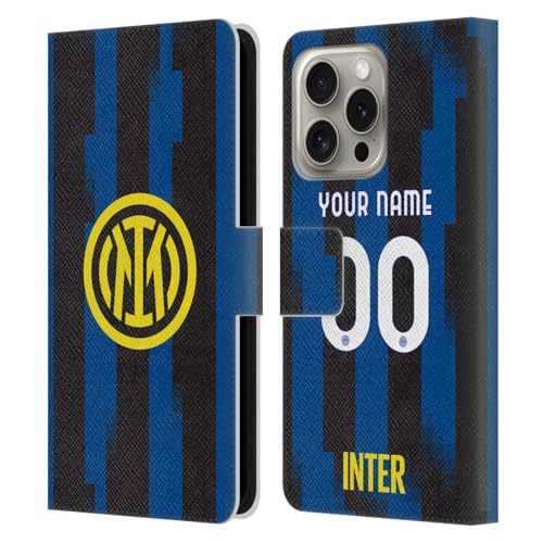 Coque Inter Milan pour iPhone 16 Pro, étui portefeuille en cuir personnalisé
