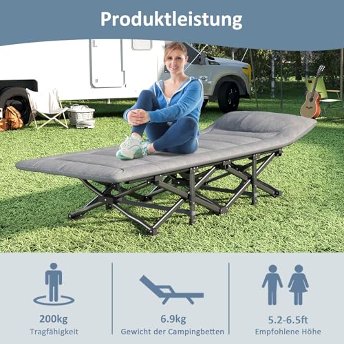 Mopaicot Furn Campingbett feldbett klappbar, Faltbar Gästebett bis 200 kg für, Indoor, Outdoor und Garten