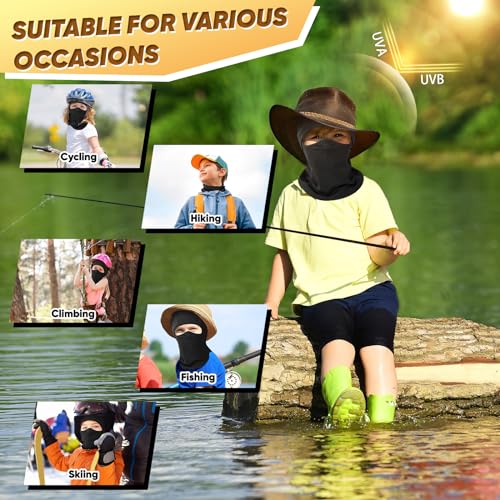 Ameceres Kids Balaclava Face Mask Summer Cooling Face Cover Uv Protector Lightweight Neck Gaiter Skiing Cycling Fishing Black thumb #2