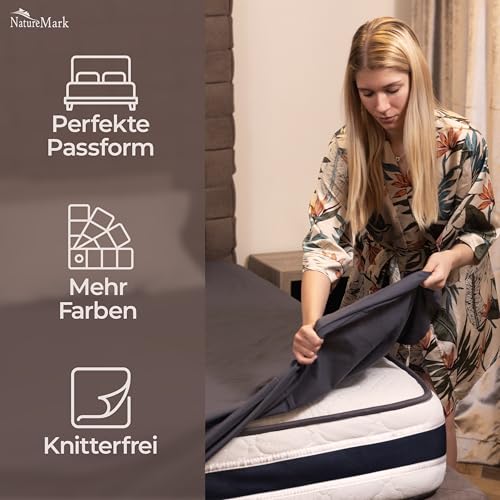 GREEN MARK Textilien Klassische Bettlaken – Flaches Laken aus 100% Baumwolle, ohne Gummi, hautfreundlich, pflegeleicht, bei hohen Temperaturen waschbar - Anthrazit Grau - 150x250 cm