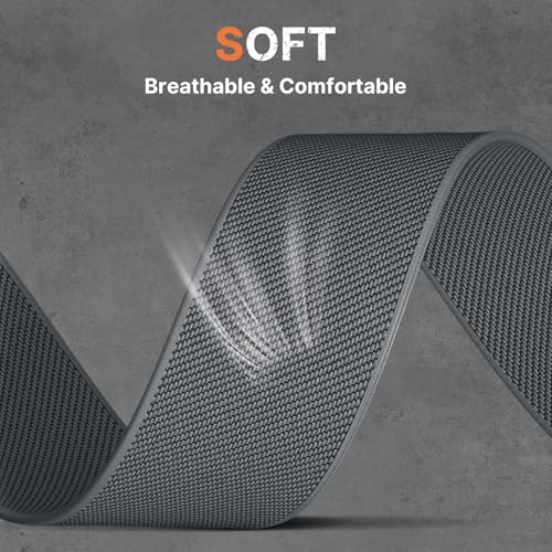 Image of Bandletic Rugged Nylon Compatible with Samsung Ultra Watch Band for Men, Stretchy Soft Wide Sport Loop Strap with G-Hook Compatible with Galaxy Watch Ultra Bands 47mm 2025 /2024, Titanium Buckle, Gray