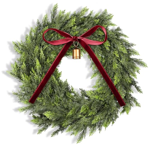 12 Inch Artificial Cedar Wreath Christmas Wreath for Front Door