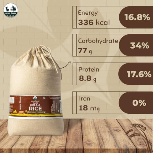 Image of Apka Kisan Surti Kolam Rice | Premium Lachkari Raw Rice | Medium Grain Non-Sticky Rice | Fluffy & Aromatic | Daily Rice (1Kg)