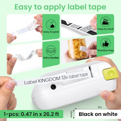 Image of Label KINGDOM TZ 12mm 0.47 inch Laminated White Label Maker Tape Refill TZe231