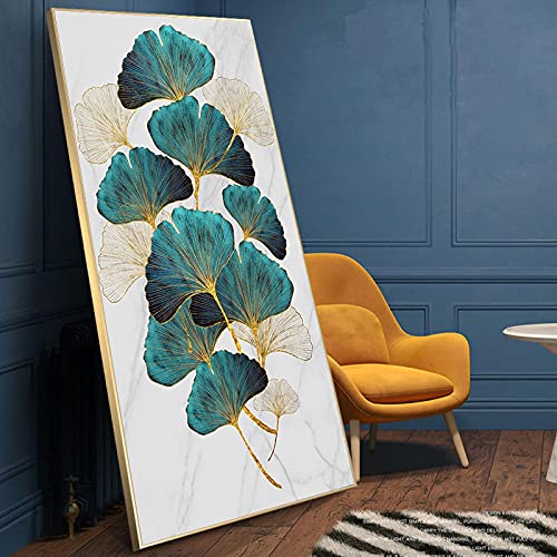 Affiche cerf et feuille ginkgo vert pour decoration salon cocooning