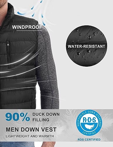 Bakery Men's Down Vest Lightweight Packable Puffer Vest Stand Collar Down Vest Zipper Sleeveless Jacket3