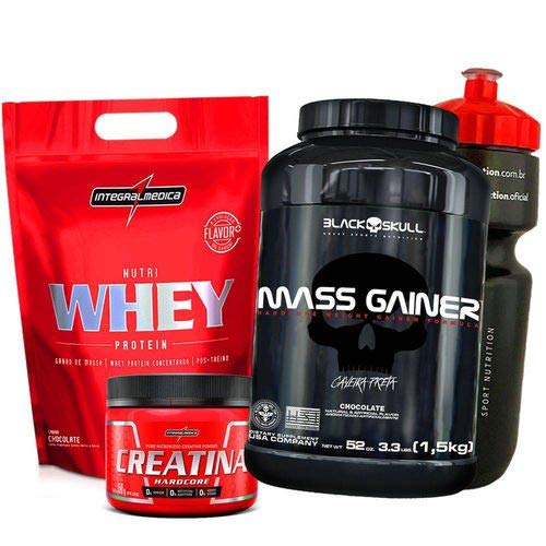 Nutri Whey + Hipercalórico Massa Gainer + Creatina + Squeeze + Energel - Integral Médica