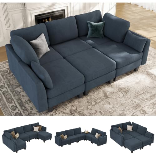Image of Sectional Sleeper Sofa 6 Seaters Modular Sleeper Sofa Couch