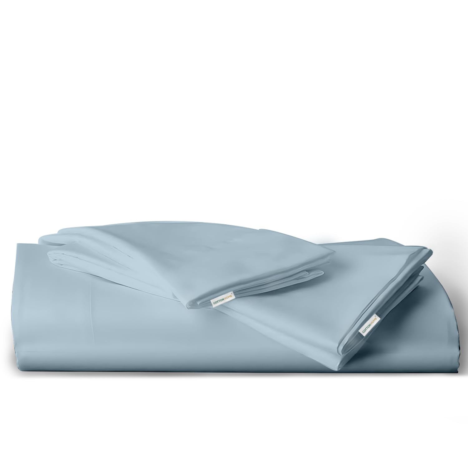 Cotton Home 3PC Flat Sheet With 2 Pillowcase - 160x220cm / 63''x 86'' Mettalic Blue Supersoft Wrinkle Free Shrink Resistant Easy Fit and Breathable Bed Sheet for Long Lasting Comfort