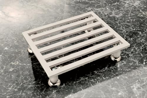 Image of Stainless Steel Square Heavy Durable Stool | Modern Design Stool Chair for Bathroom, Kitchen, Home & Garden (36cm x 28cm x 9 cm)