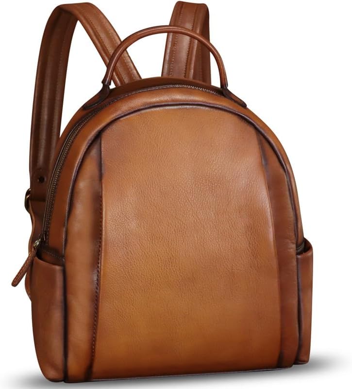 IVTG Genuine Leather Backpack for Women Knapsack Vintage Fashion Bookbag Handmade Casual Satchel Daypacks Purse (Brown) - Image 2